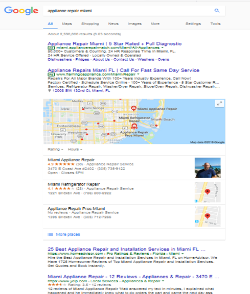 air conditioner repair or appliance repair search engine optimization