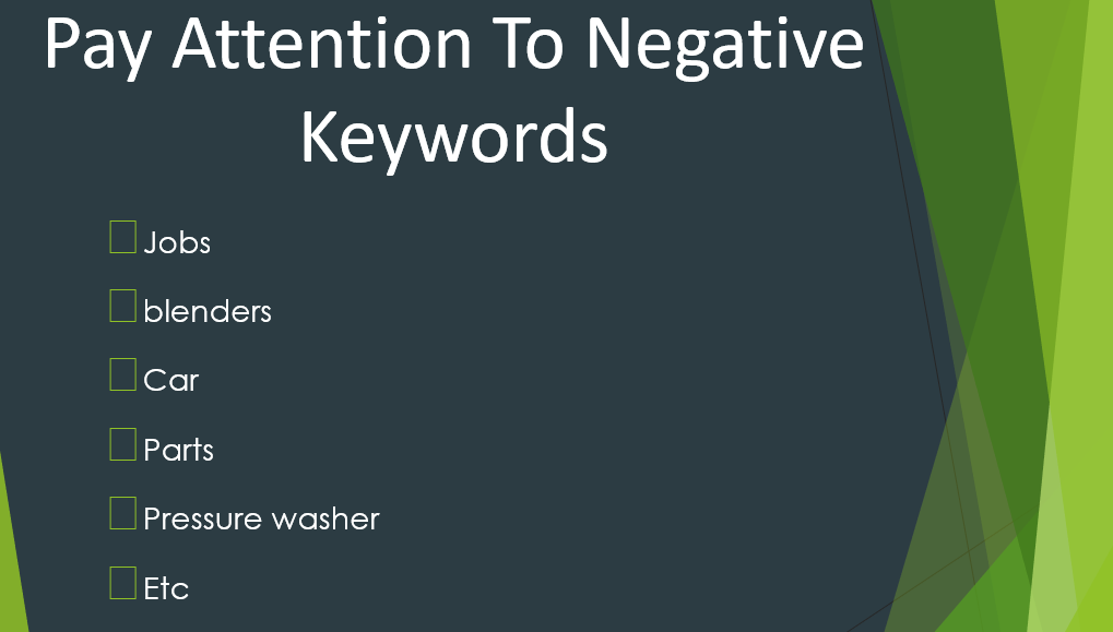 negative keywords for air conditioning repair or appliance repair