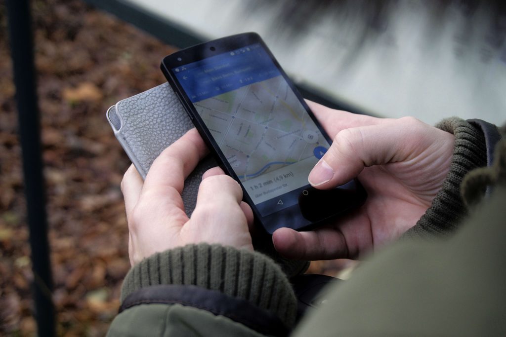 man using google map