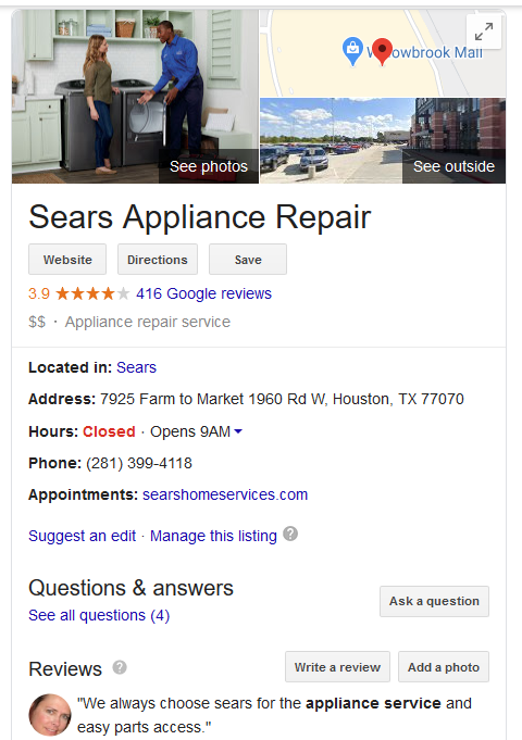 example appliance repair company knowledge graph