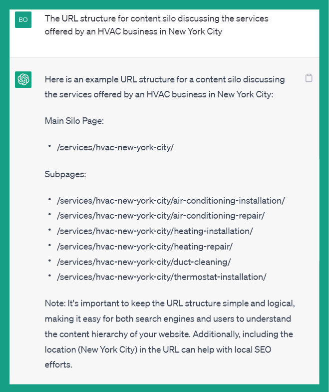 AC content silo URL structure