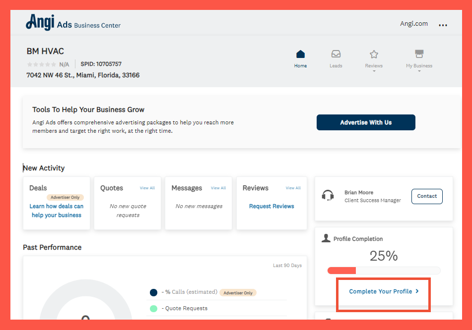 Angi complete your profile