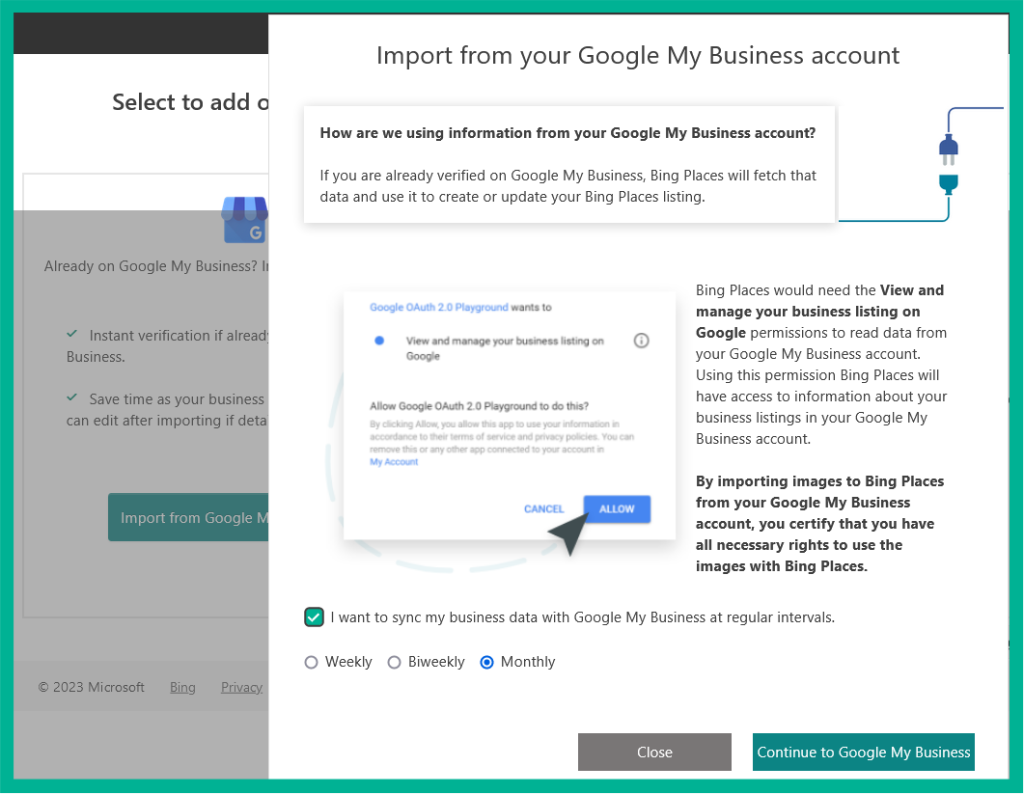 Import from your Google My Business account