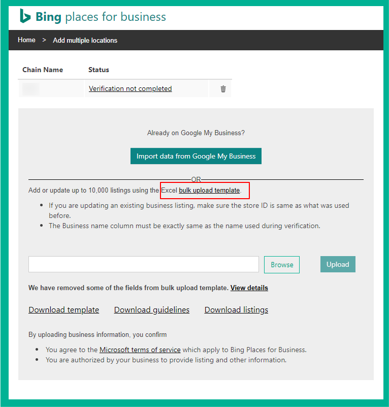 Filling Out Location Data Using the Excel Template