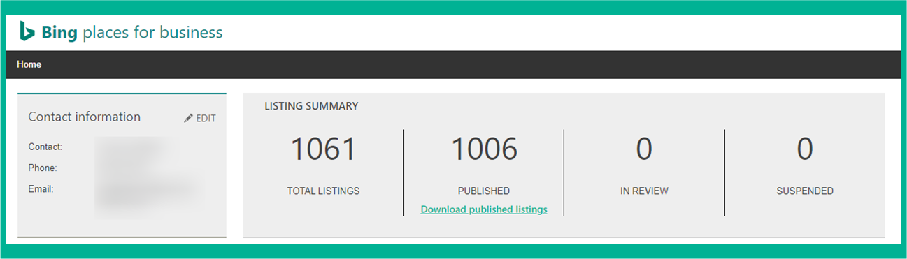 view the summary and status of your listings