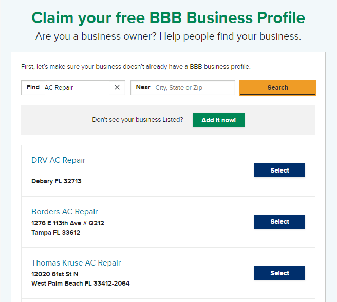 Claim BBB Business Profile