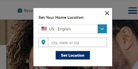 select country and state