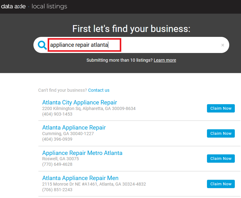 2-Existing Citysearch Business Listing-appliance repair