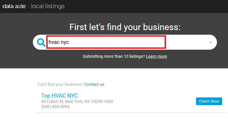 Existing Citysearch Business Listing