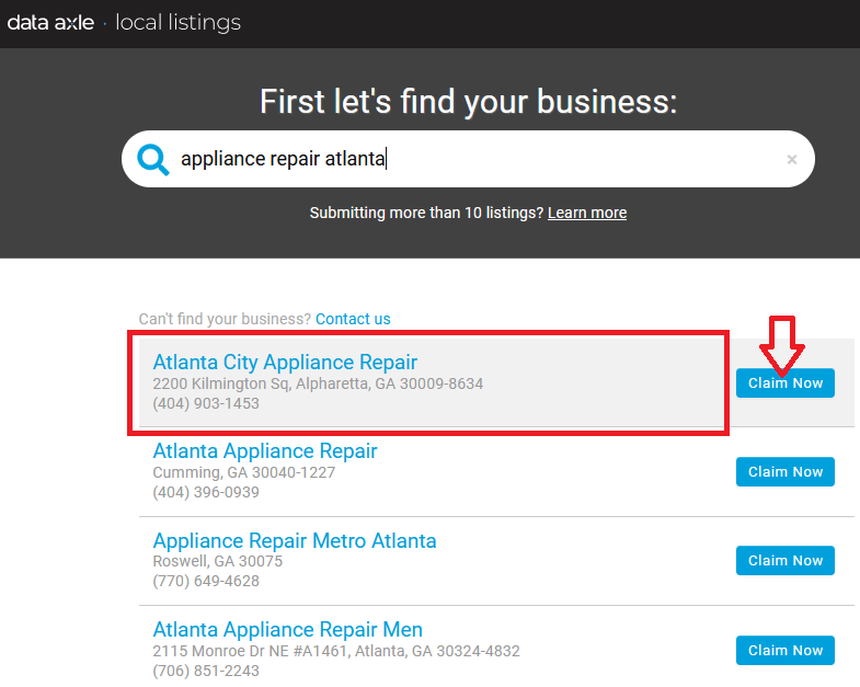 Claim Existing Citysearch Business Listing