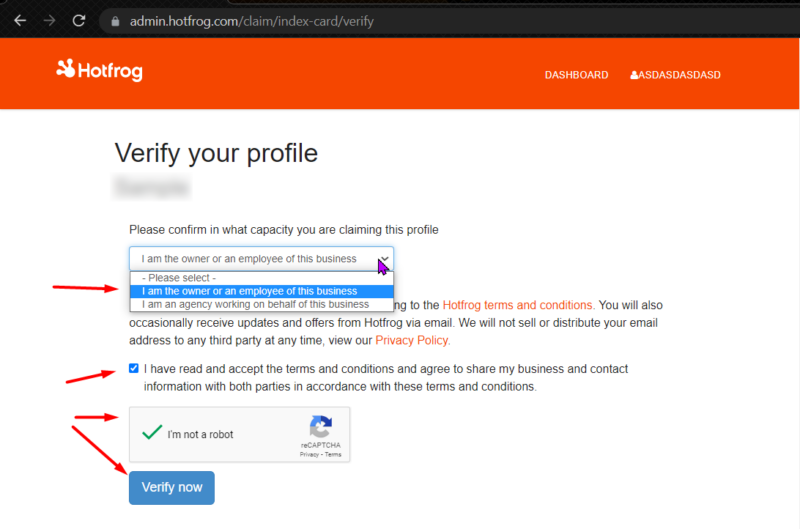 verify your Hotfrog profile