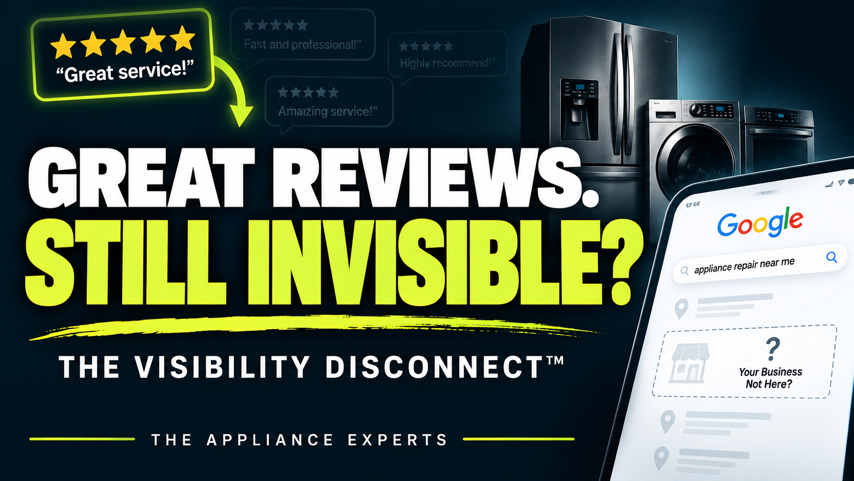 Learn why great appliance repair companies can still be difficult to find and how Visibility Assets™ can turn real-world expertise into greater online visibility