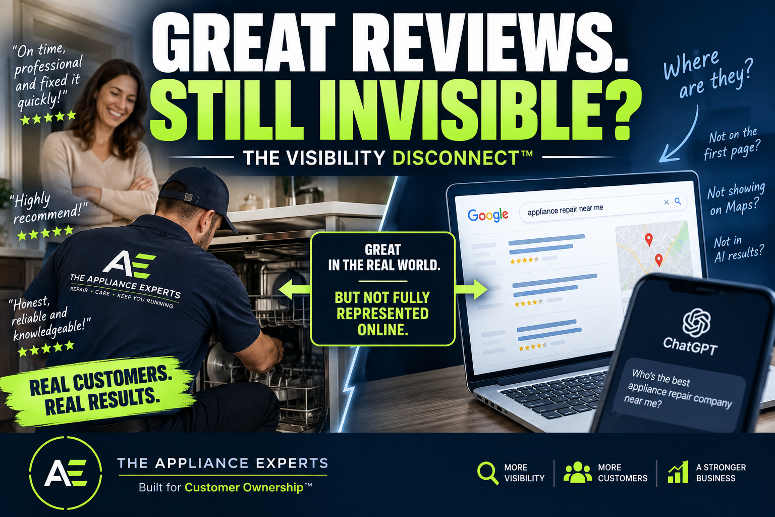 WHy appliance repair companies can have great reviews but are still invisible