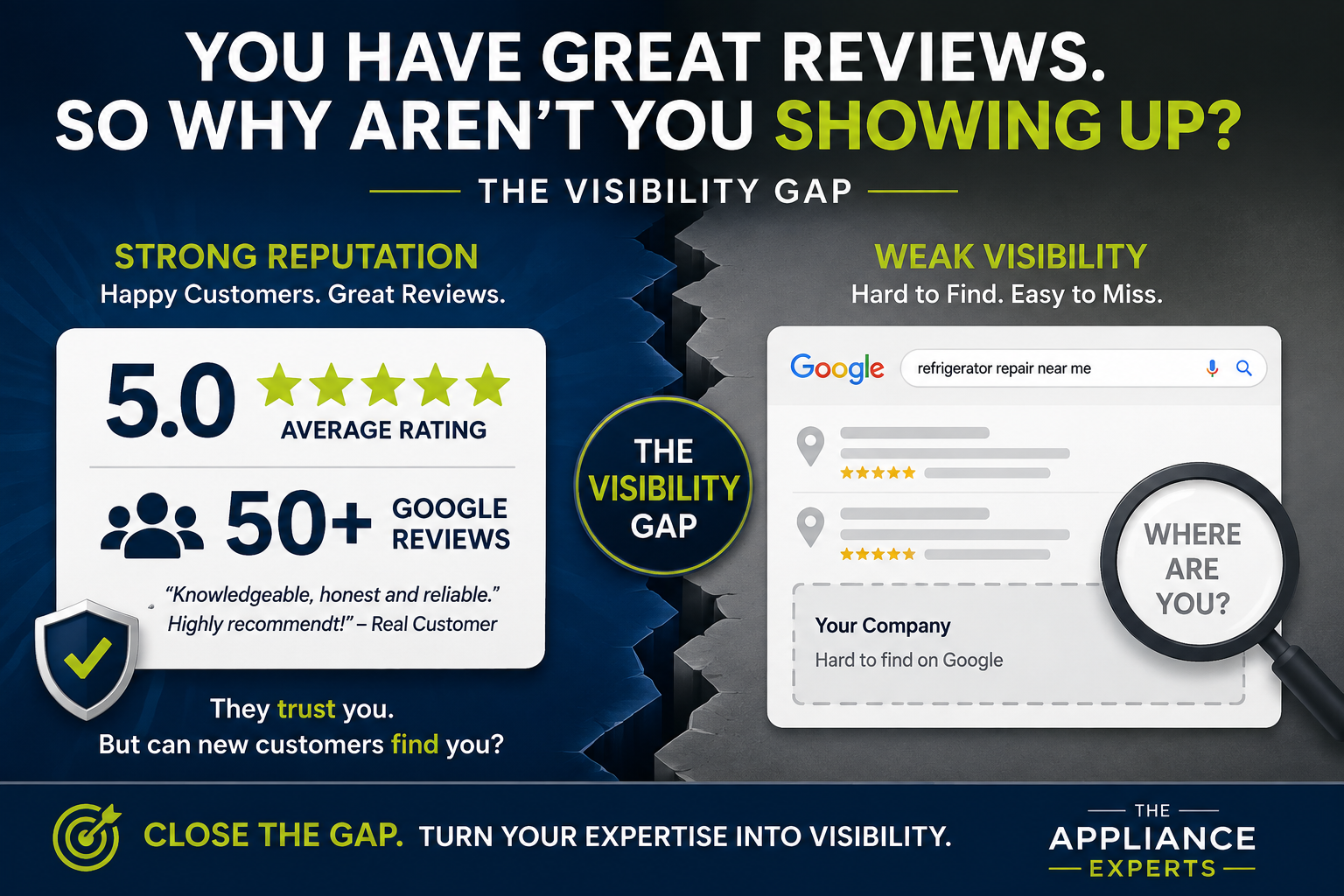 appliance repair company visibility gap in search